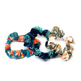 Preloved Fabric Scrunchies - Blue Green Purple