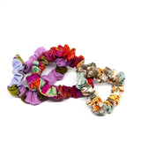 Vintage and Preloved Fabric Scrunchies - Purple Mint Colourful