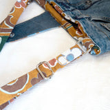 Antique Floral Orange Medium Denim Recycled Slouch Bag