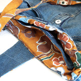 Antique Floral Orange Medium Denim Recycled Slouch Bag