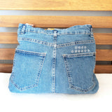 Antique Floral Orange Medium Denim Recycled Slouch Bag