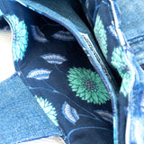 Purple Mint Floral Small Denim Recycled Slouch Bag