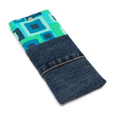 Blue Green Retro Denim Soft Glasses Case