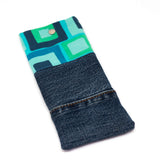 Blue Green Retro Denim Soft Glasses Case