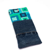 Blue Green Retro Denim Soft Glasses Case