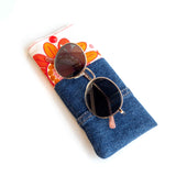 Vintage Orange Flower Soft Glasses Case