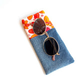 Vintage Orange Flower Soft Glasses Case