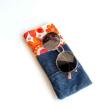 Vintage Orange Flower Soft Glasses Case