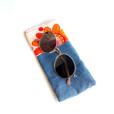 Vintage Orange Flower Soft Glasses Case
