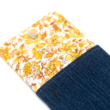 Vintage Yellow Floral Denim Soft Glasses Case