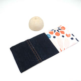 Navy Orange Floral Denim Soft Glasses Case