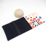 Navy Orange Floral Denim Soft Glasses Case