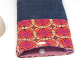 Red Geometric Denim Soft Glasses Case