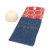 Red Geometric Denim Soft Glasses Case