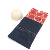 Red Geometric Denim Soft Glasses Case