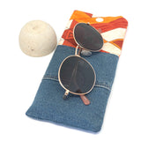 Orange Tribal Denim Soft Glasses Case