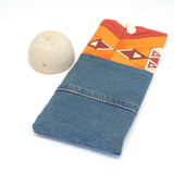 Orange Tribal Denim Soft Glasses Case