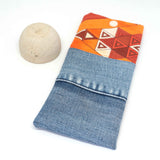 Orange Tribal Denim Soft Glasses Case