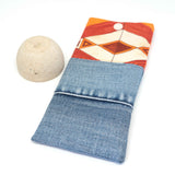 Orange Tribal Denim Soft Glasses Case