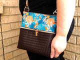 Blue Orange Rose Gold Brown Faux Leather Harper Luxe Cross Body Bag