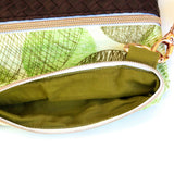 Green Circles Rose Gold Brown Faux Leather Harper Luxe Cross Body Bag