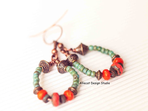 Turquoise Coral Drop Earrings