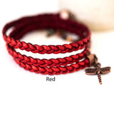 Various Colours Braided Dragonfly Wrap Bracelet