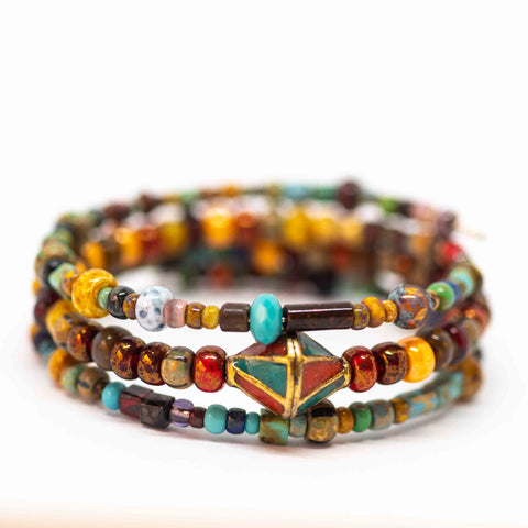 Tribal Rustic Orange Red Picasso Bracelet