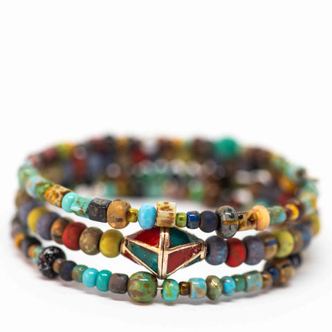 Tribal Rustic Purple Red Picasso Bracelet