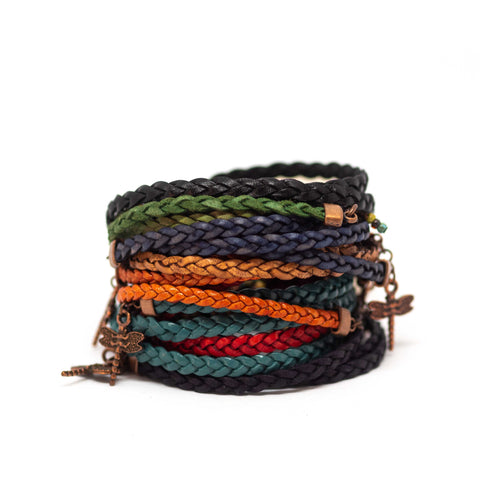 Various Colours Braided Dragonfly Wrap Bracelet