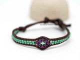 Purple Green Banded Floral Banded Bracelet