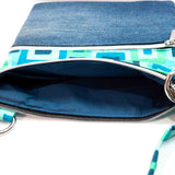 Blue Green Retro Harper Recycled Cross Body Bag