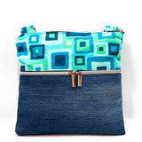 Blue Green Retro Harper Recycled Cross Body Bag