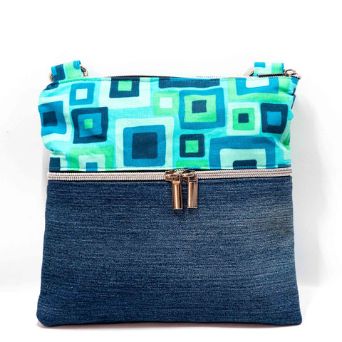 Blue Green Retro Harper Recycled Cross Body Bag