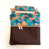 Blue Orange Rose Gold Brown Faux Leather Harper Luxe Cross Body Bag