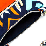 Navy Orange Geometric Harper Recycled Cross Body Bag