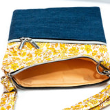 Vintage Yellow Floral Denim Harper Recycled Cross Body Bag