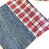 Red Plaid Denim Saffron Recycled Cross Body Bag