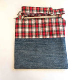 Red Plaid Denim Saffron Recycled Cross Body Bag