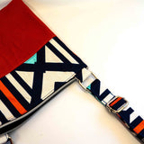 Navy Orange Geometric Saffron Recycled Cross Body Bag