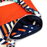 Navy Orange Geometric Saffron Recycled Cross Body Bag