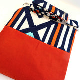 Navy Orange Geometric Saffron Recycled Cross Body Bag