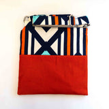 Navy Orange Geometric Saffron Recycled Cross Body Bag