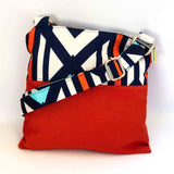 Navy Orange Geometric Saffron Recycled Cross Body Bag