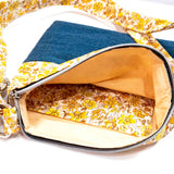 Vintage Yellow Floral Denim Saffron Recycled Cross Body Bag