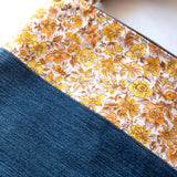 Vintage Yellow Floral Denim Saffron Recycled Cross Body Bag