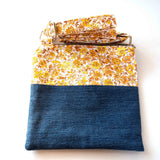 Vintage Yellow Floral Denim Saffron Recycled Cross Body Bag