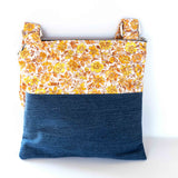 Vintage Yellow Floral Denim Saffron Recycled Cross Body Bag