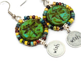 Green Picasso Dragonfly Wish Earrings
