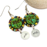 Green Picasso Dragonfly Wish Earrings